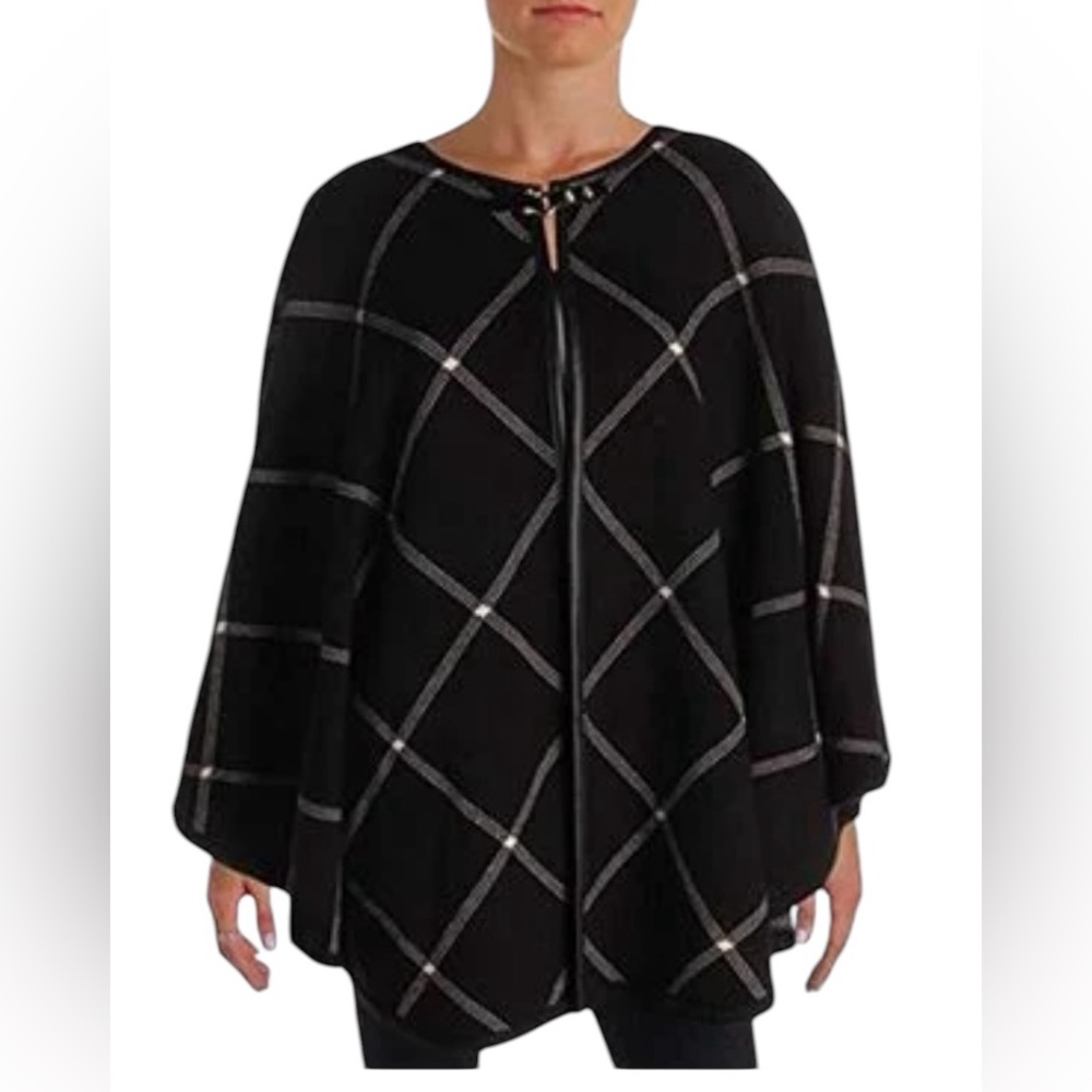Ivanka Trump Women’s Black and White Poncho Cape, One Size